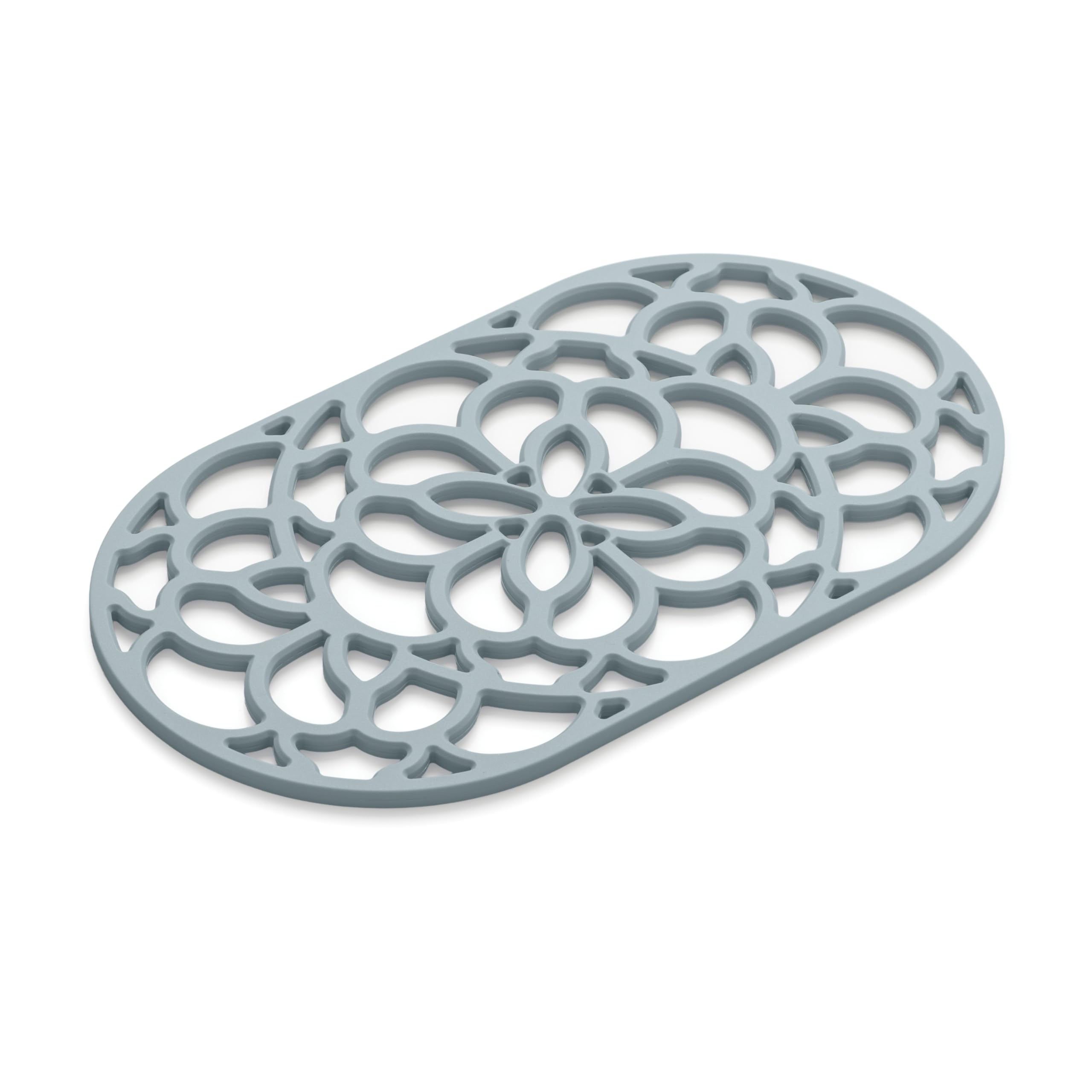 Zeal Large Silicone Trivet Mat Kitchen Worktop Protector for Hot Pots & Pans (32 x 18 cm) – Heat Resistant Non-Slip Oval Trivet (Duck Egg Blue)
