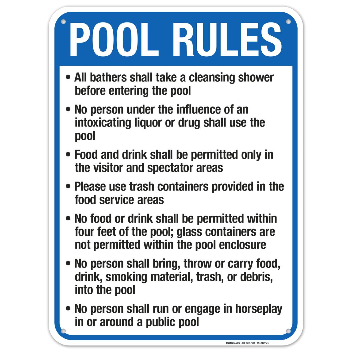 New Mexico Pool Rules Sign, Complies With State Of New Mexico Pool Safety Code, 18x24 Inches, 55 mil thick HDPS (high density polystyrene), Made in USA by Sigo Signs