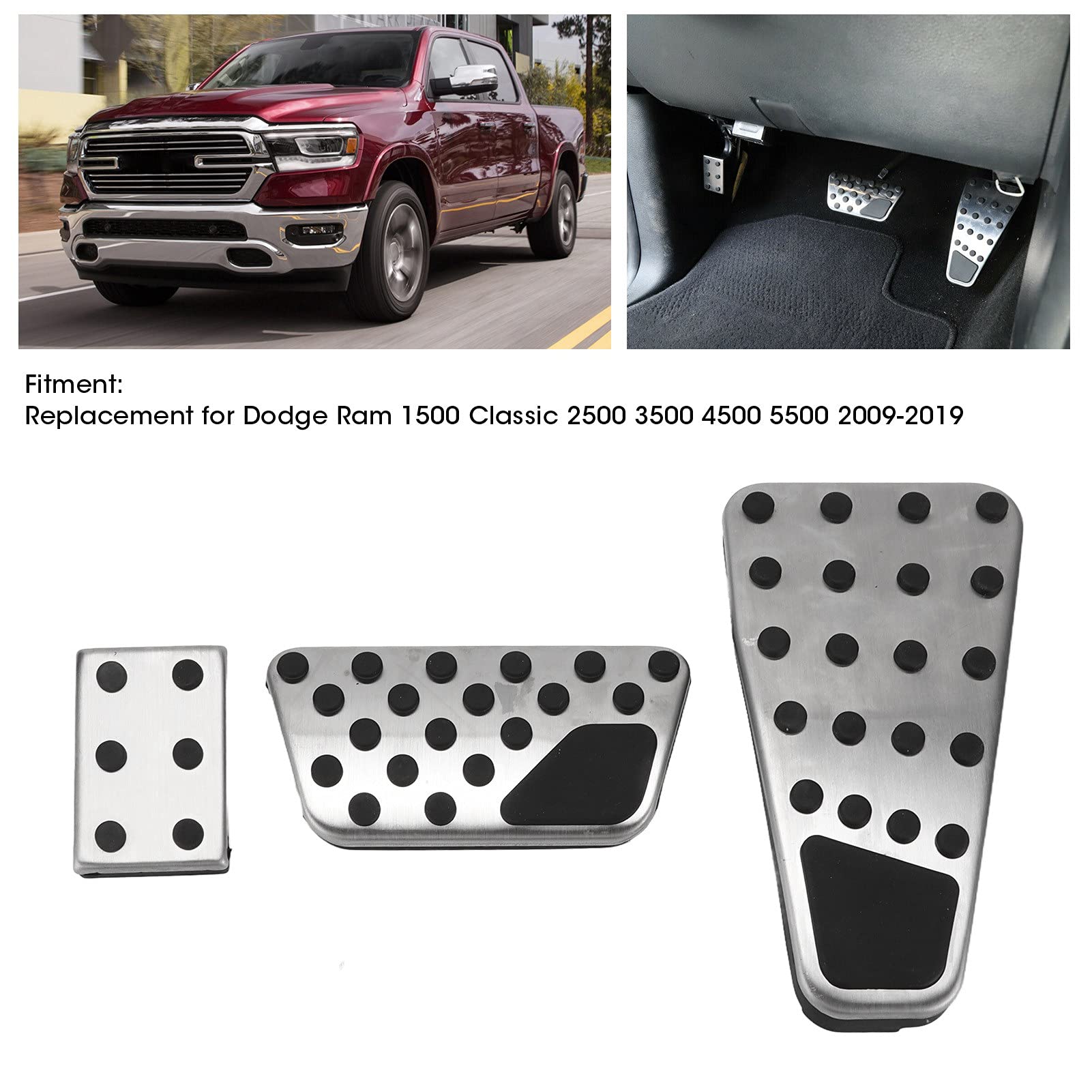 TKSE Pédale D'accélérateur Frein Repose-pieds Antidérapant Remplacement Pour Dodge Ram 1500 Classic 2500 3500 4500 5500 09-19