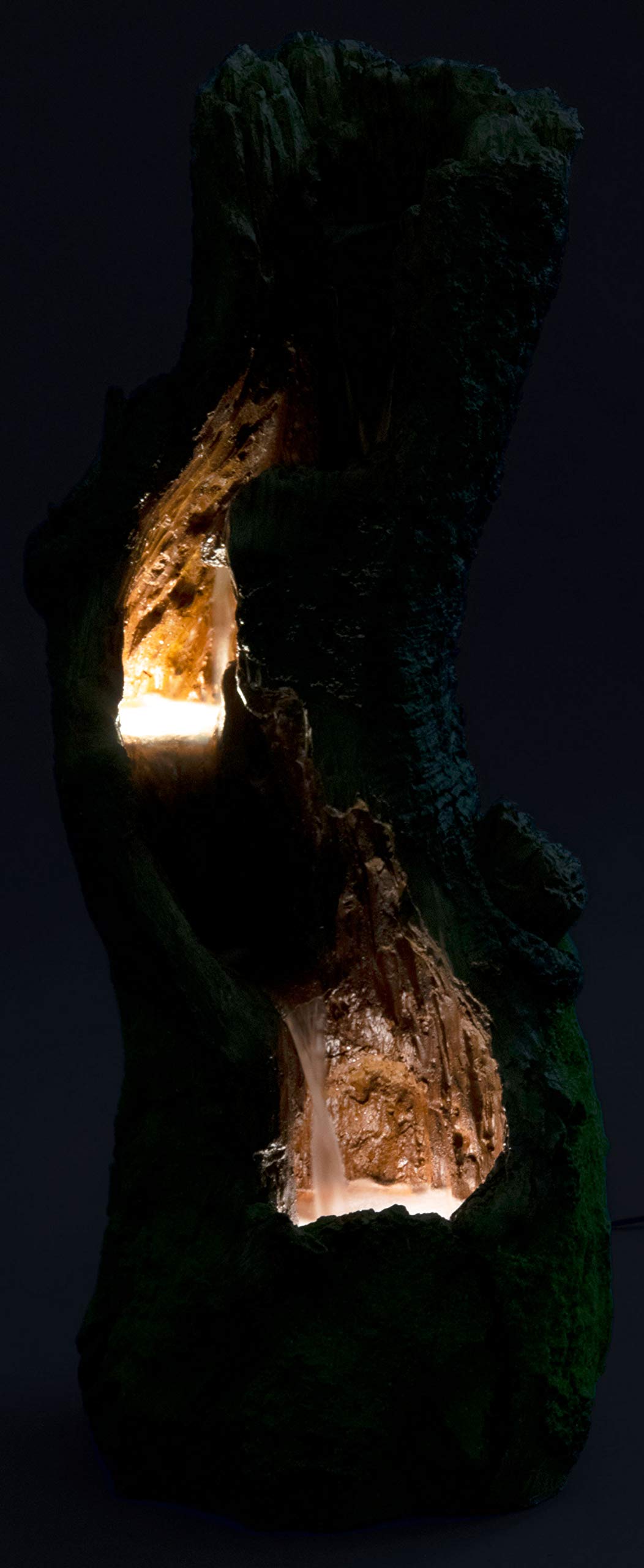 dobar® 96310e Fuente de jardín de diseño Grande con iluminación LED, Cascada de poliresina, para Exteriores, decoración Decorativa, diseño de árbol, 33 x 28 x 78 cm