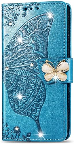 Miniatura 10 de COTDINFOR Funda tipo cartera para iPhone 15 Pro Max, con purpurina de cristal y soporte para tarjetas, funda de cuero con tapa para teléfono, funda