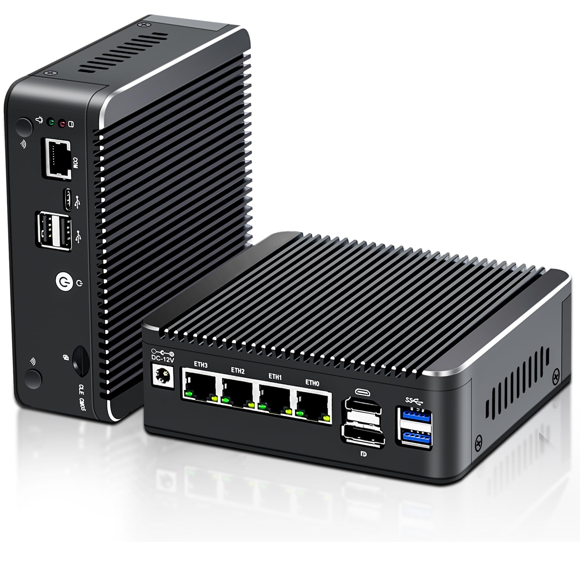 4 Lan i226 2.5G Firewall Micro Appliance, Fanless Firewall Mini PC Alder Lake-N N100, HDMI, DP, 4xUSB, COM RJ45, Server PC, AES-NI VPN Router Support pfsense Openwrt, Wifi Slot, 8GB DDR4 256GB NVMe