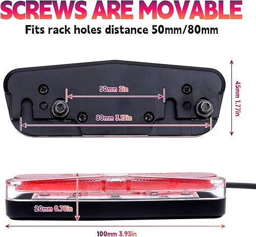 Miniatura 3 de Luz trasera EBike con conector SM, CC 6V-60V, reflector integrado, se adapta a montaje en rack de 1.969 in3.150 in, impermeable IPX5, con 2 opciones