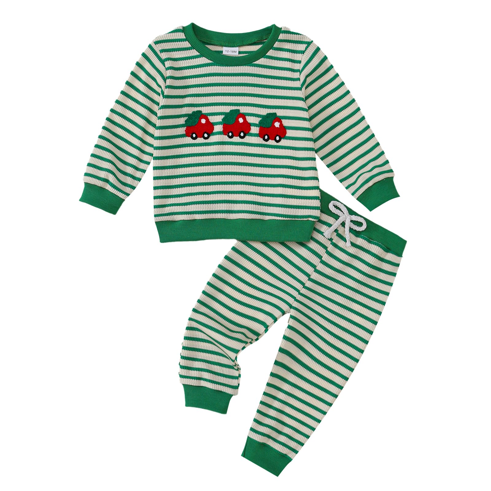 Photo 1 of 18-24M Toddler Boy Christmas Outfit Christmas Tree Embroidered Sweatshirt+Casual Pants 2PC Clothes Set