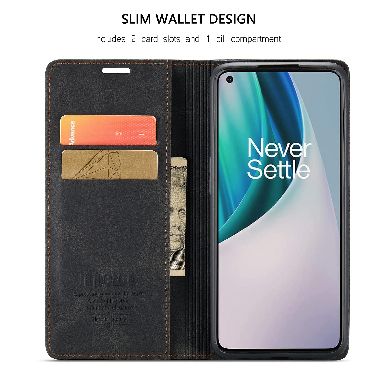 OnePlus Nord N10 5G Case,OnePlus Nord N10 5G Wallet Case with [RFID Blocking] Card Holder Kickstand Magnetic,Leather Flip Case for OnePlus Nord N10 5G 6.49 inch (Black)