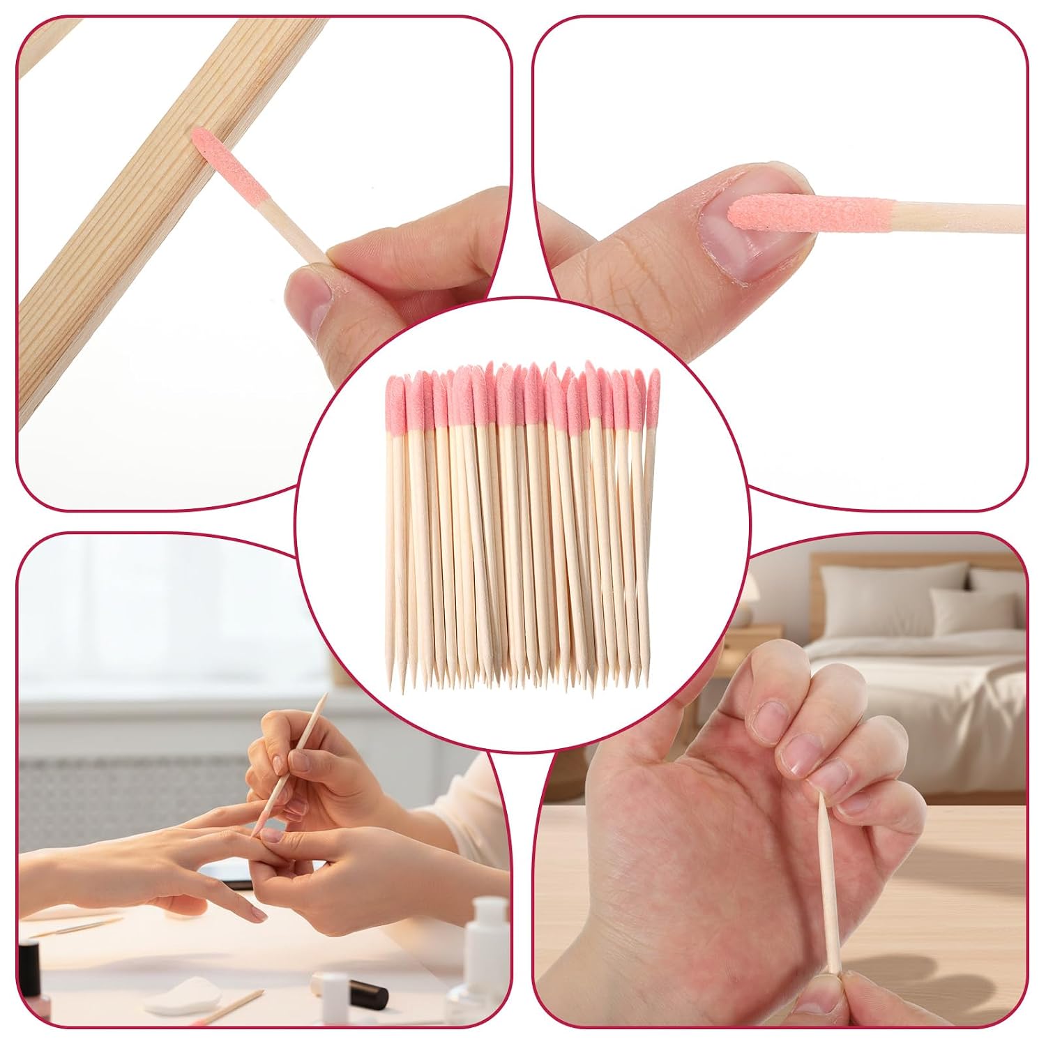 Sanding Sticks for Wood, 50 PCS Wooden Cuticle Pusher Sticks Cuticle-Sticks for Nails Double-Ended Sanding Stick Manicure Fine Detailing Tools Detail Polishing Stick for Manicure Pedicure Home Salon