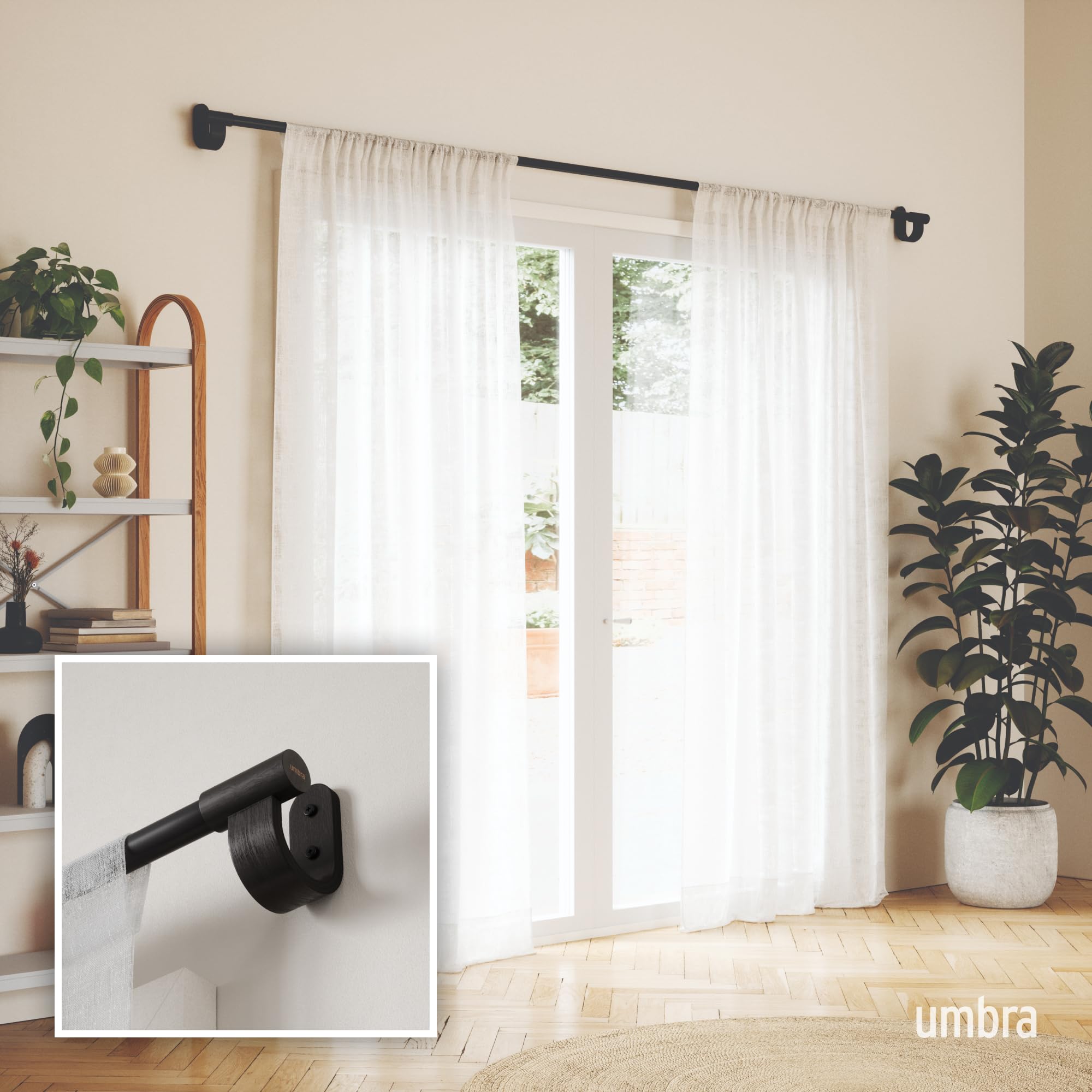 Umbra Bellwood Curtain Rod for Window Drapery, Adjustable Length 42