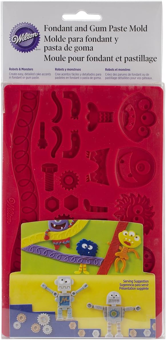 Wilton Fondant and Gum Paste Silicone Mold, Robots Monsters