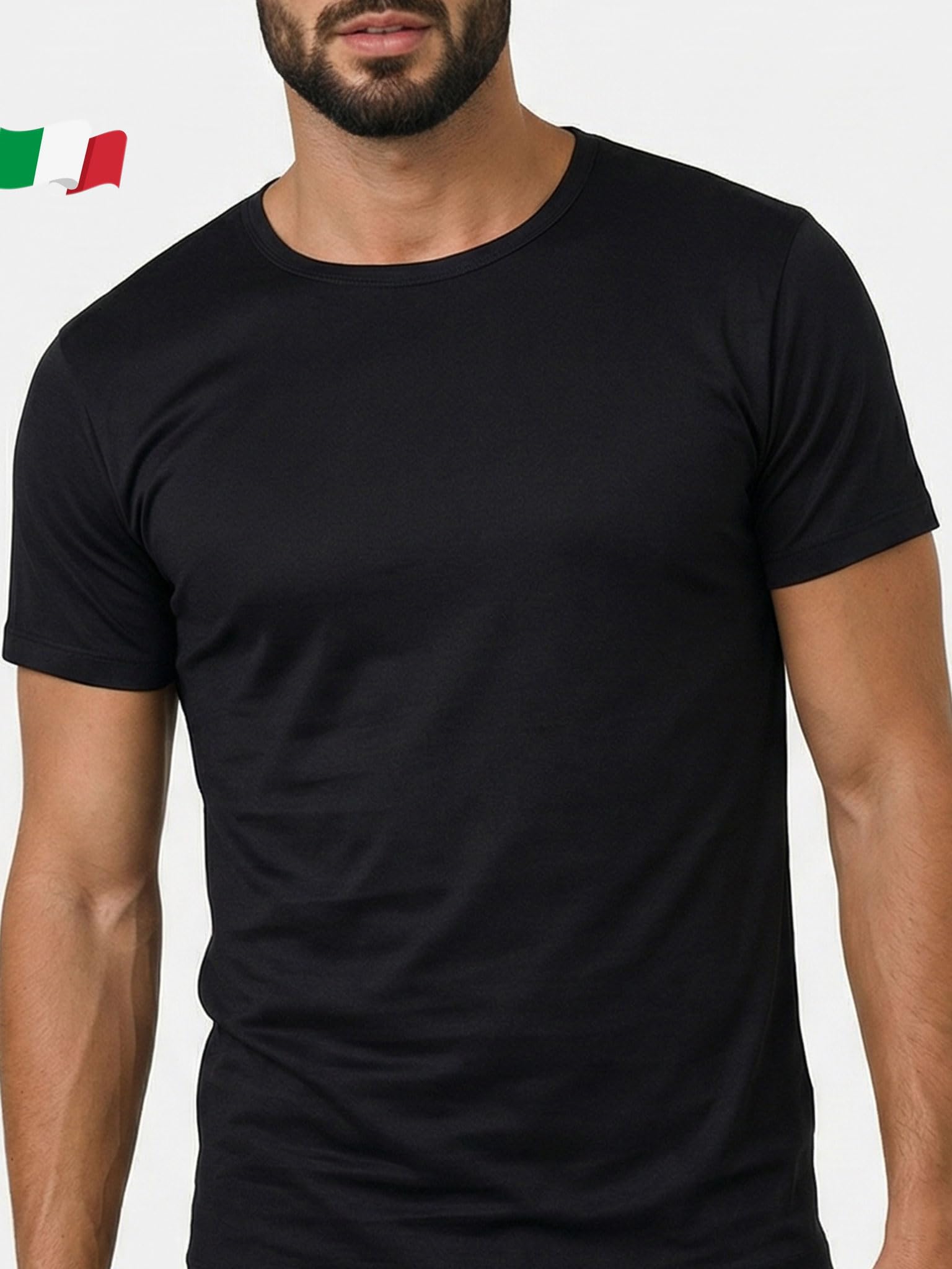 EGI Maglia Intima Uomo Mezza Manica in Cotone Filo di Scozia, T-Shirt Girocollo Traspirante Sottocamicia Elegante Estiva Anti-Sudore Made in Italy Art. 5321