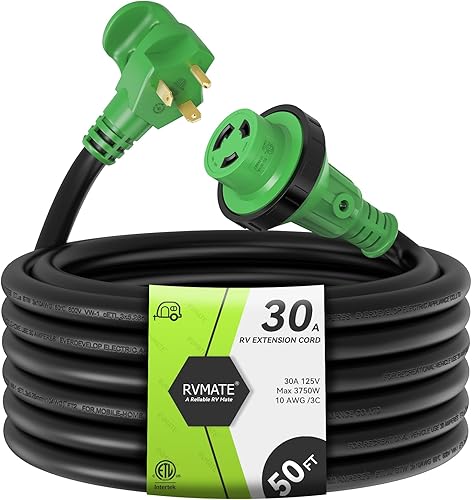 Vista 8 de RVMATE Cable de extensión de alimentación bloqueable de 30 pies y 30 amperios con mango de fácil enchufe, TT-30P a L5-30R, indicador LED, 10 AWG
