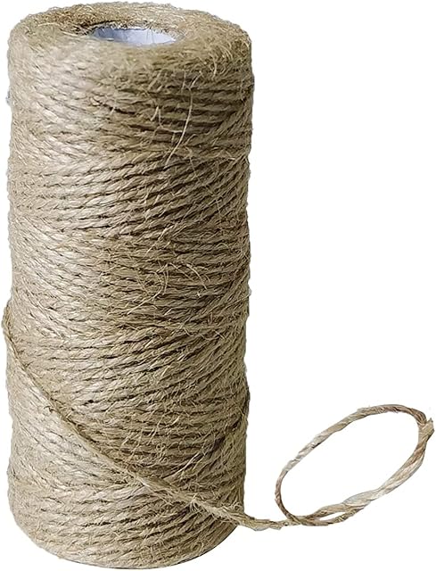 Natural Jute Twine String, 328 Feet Garden Jute String Rope Roll for DIY Arts&Crafts, Floristry, Gift Wrapping Bundling(Brown)