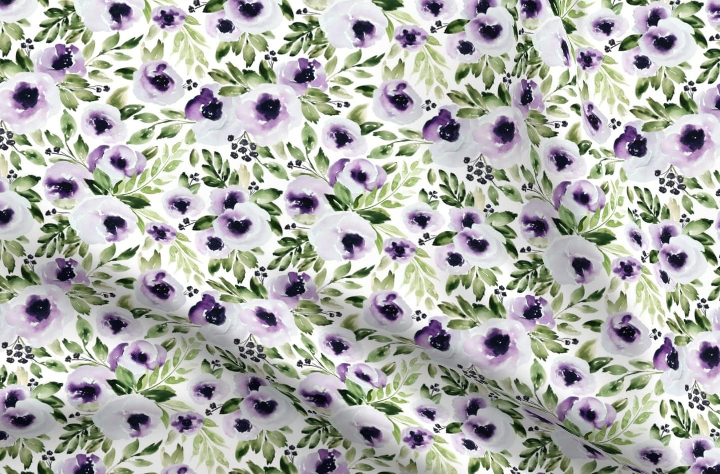 Spoonflower Fabric - Bloom Violet Watercolor Purple Flowers Floral Printed on Minky Fabric by The Yard - Sewing Baby Blankets Quilt Backing Plush