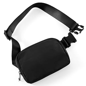 ODODOS Unisex Mini Belt Bag with Adjustable Strap Small Fanny Pack for Workout Running Traveling Hiking Black