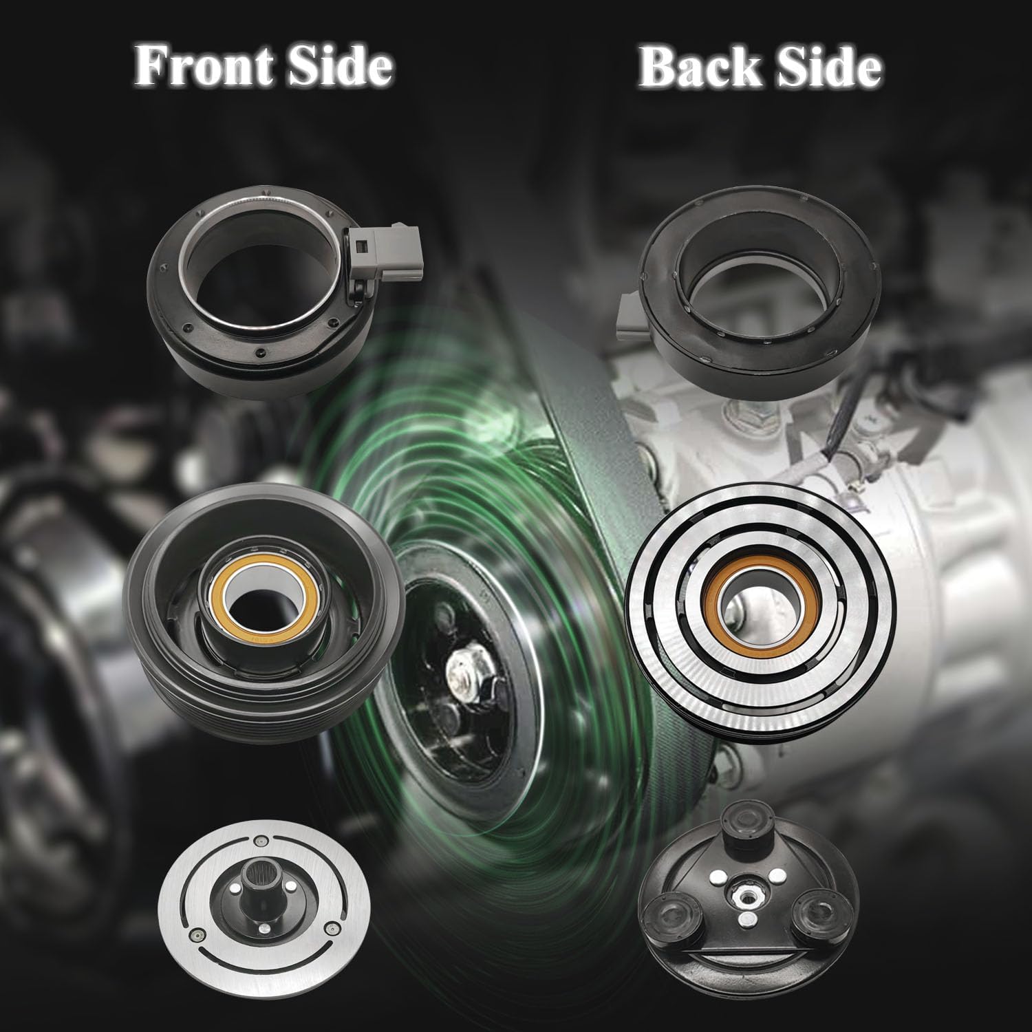 A/C Compressor Clutch Assembly Kit Plate Pulley Bearing Coil 55111411AE Replacement for 1996-2006 Ford Mustang 8 CYL 4.6L, AC Air Conditioning Compressor Clutch Coil Auto Repair Kit