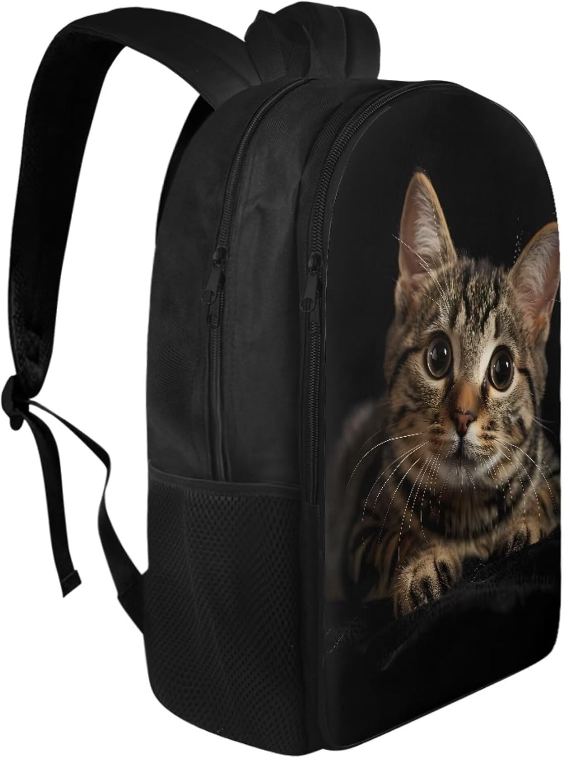 Grey Cat Black School Backpack Lightweight Girls Backpack Durable Travel Bookbag for Boys
