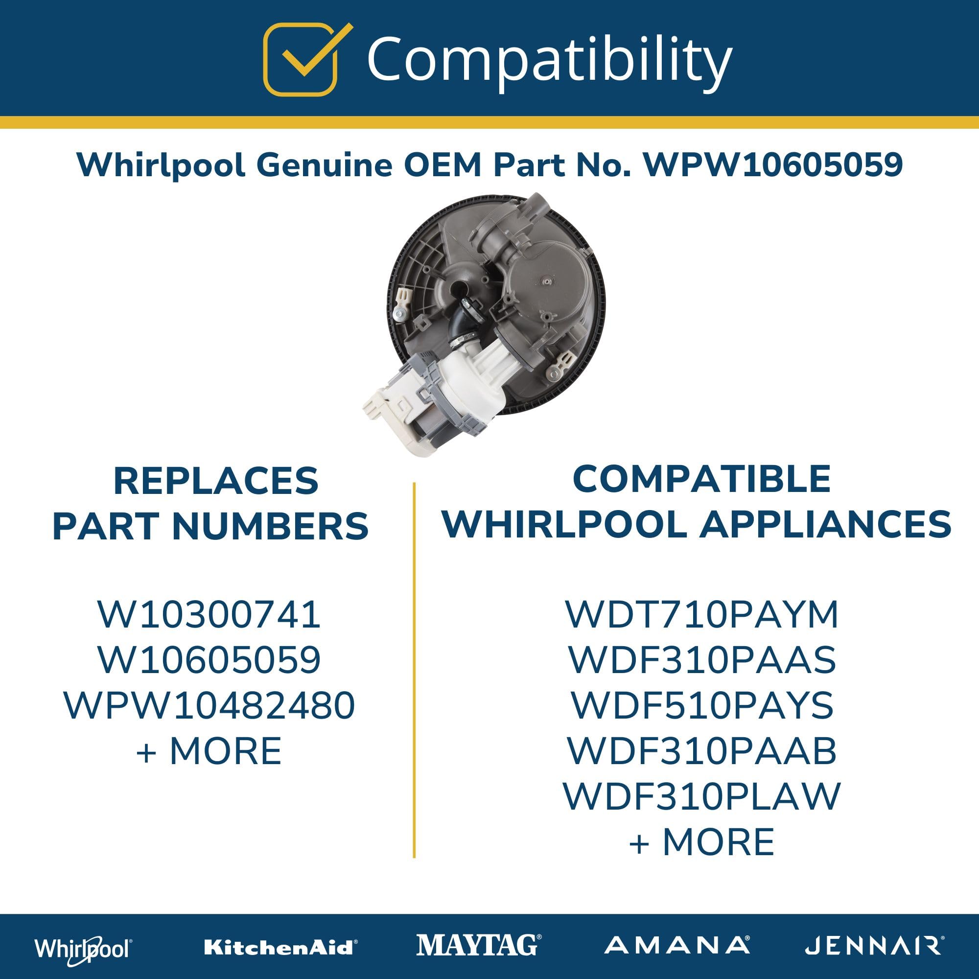 Whirlpool WP99002069 - Genuine OEM Dishwasher Wash Impeller | Appl