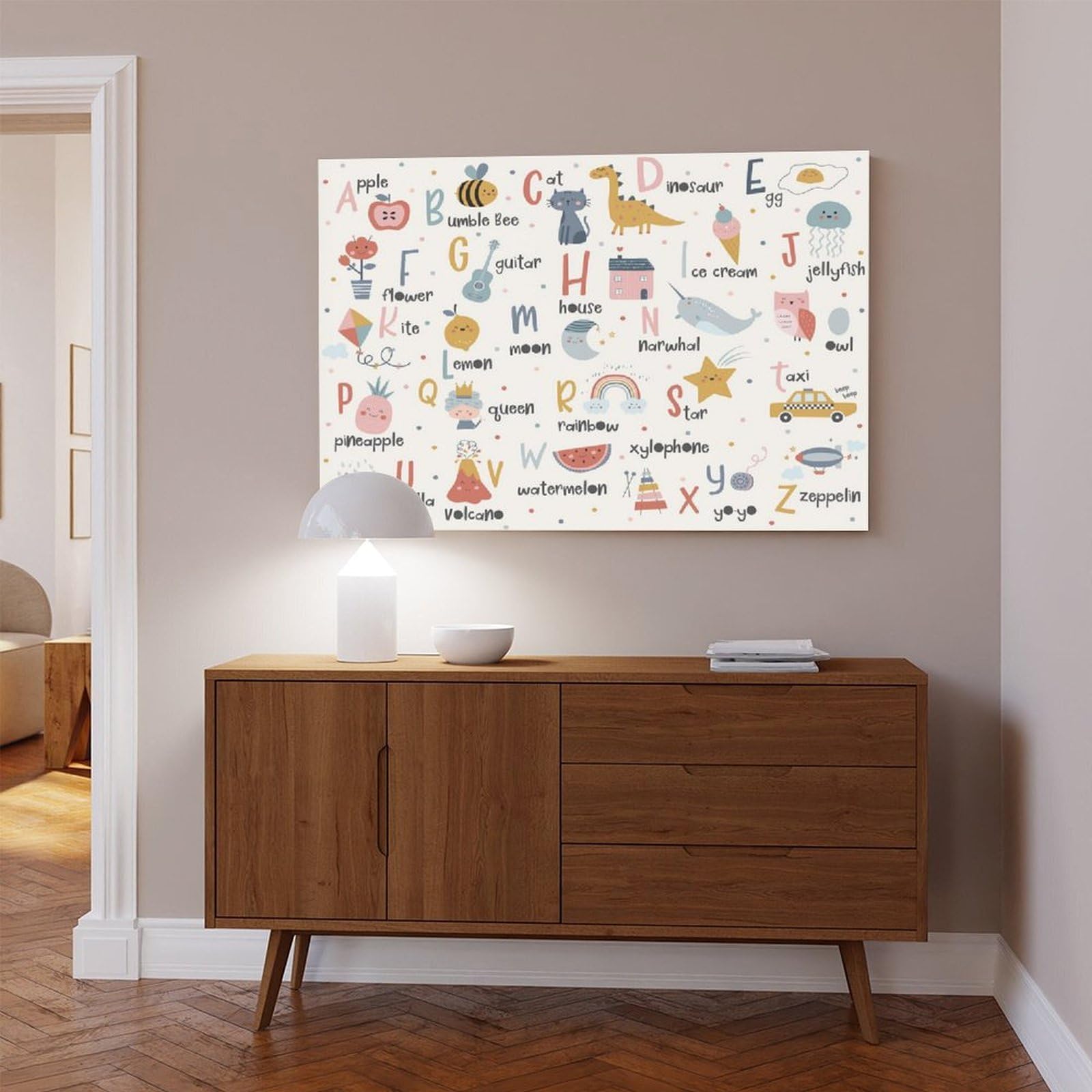 Poster éducatif sur toile pour décoration de chambre d'enfant - Motif alphabet - 61 x 91,4 cm (L x l)