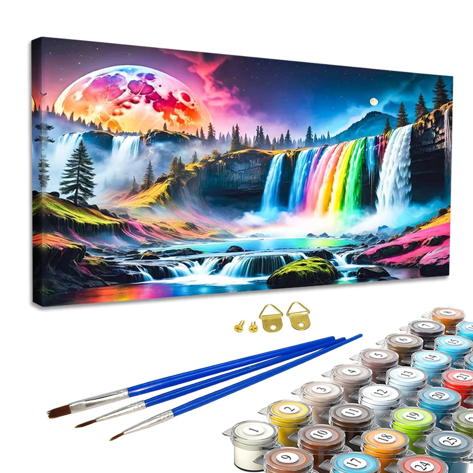 JATOK Paint by Numbers for Adults, Waterfall, 40 x 70 cm, Unframed
