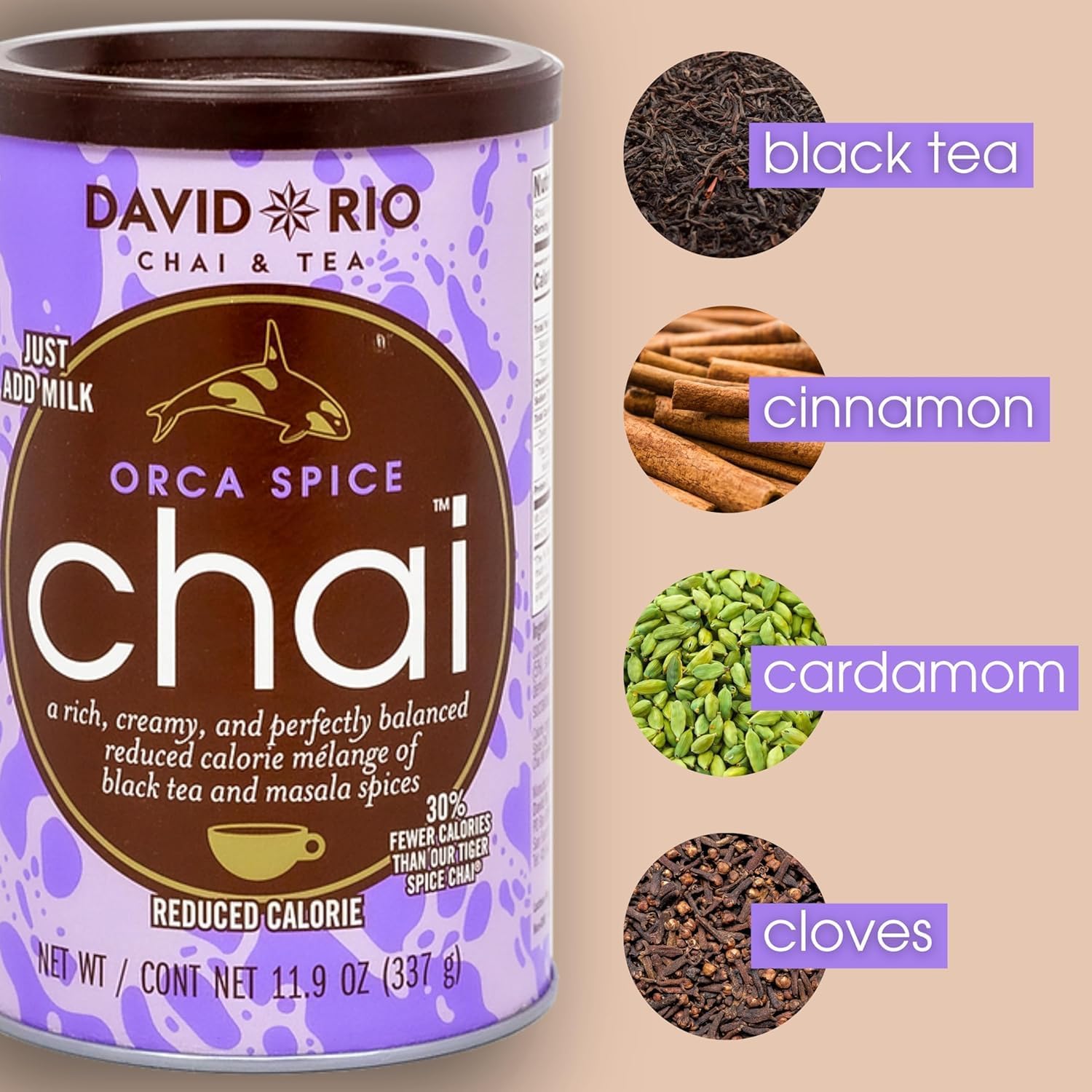DAVID RIO Orca Spice™ Reduced Calorie Chai (Etichettatura ITA) 337g