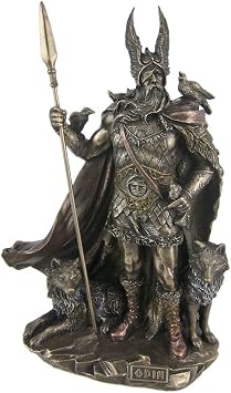 VERONES 9.75 Inch Odin Norse God Statue, Bronze, Classic Style, Detailed Design Material, Home Decor