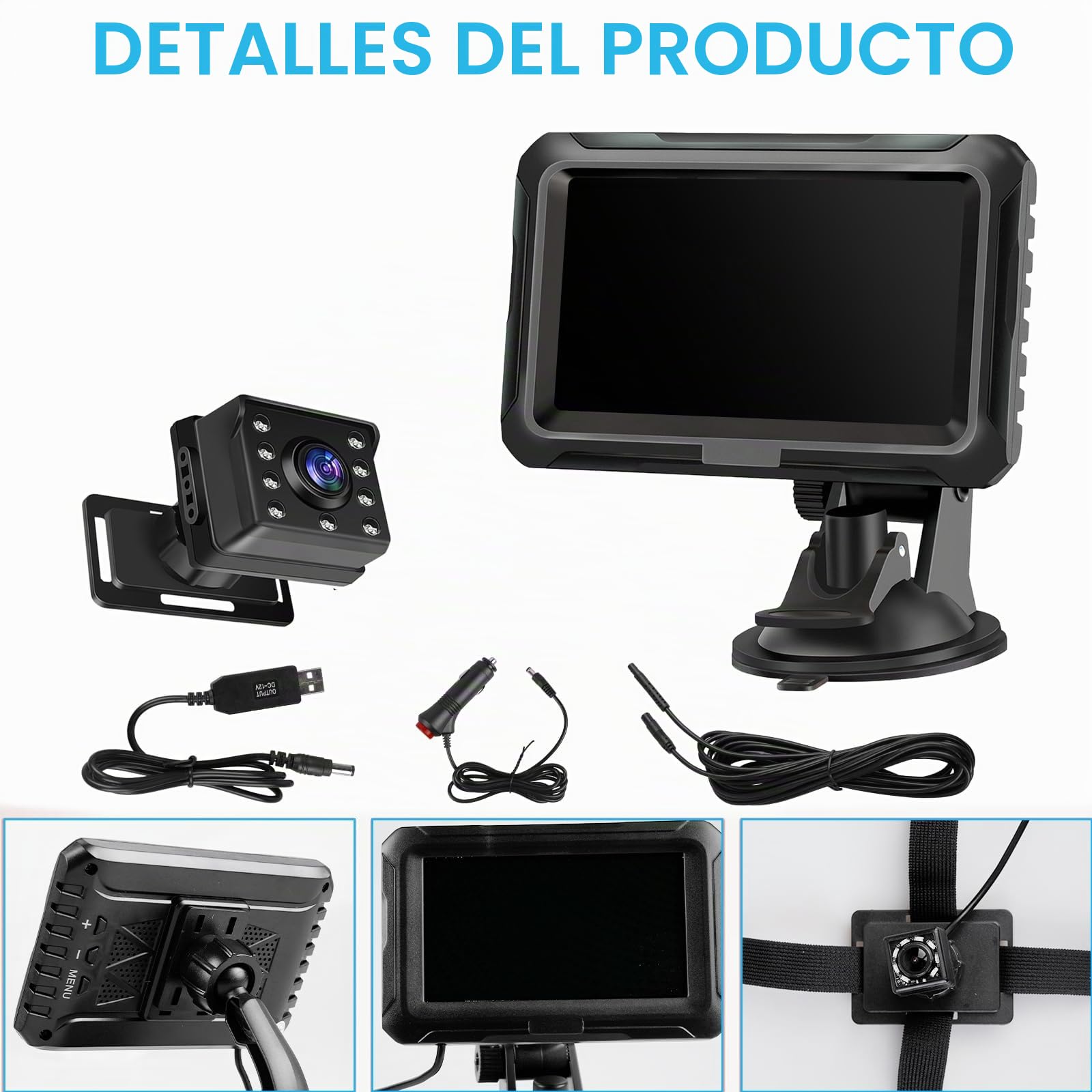 Cámara de coche para bebé HD 1080p con espejo, pantalla de 4.3 pulgadas, visión nocturna y gran angular de 150°, cámara trasera inalámbrica con monitor, monitor de seguridad para babyphone, Plug