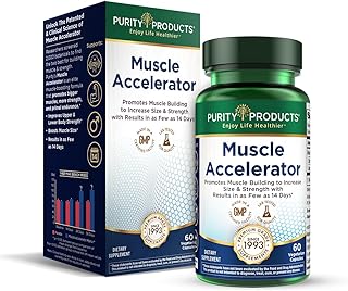 Purity Products Muscle Accelerator 650 mg Patented & Clinically Tested Muscle Accelerator Blend of Ayurvedic Herbal Extracts Promotes Strength, Endurance + Muscle Growth - 60 Veg Caps