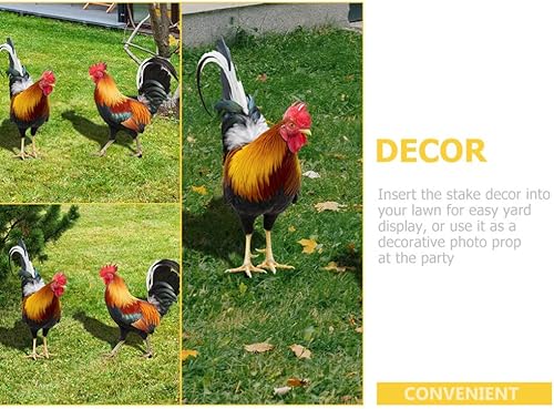 Vista 5 de GANAZONO Estaca de gallo de pollos insertada para césped con efecto de espejo para jardín