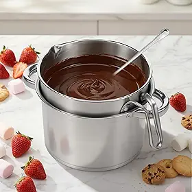 Conjunto de 3 panelas de banho-maria dupla com colher de derretimento de 1,8 litros com caldeira de aço inoxidável de 2,54 litros para derreter chocolate para manteiga doce e cera de queijo