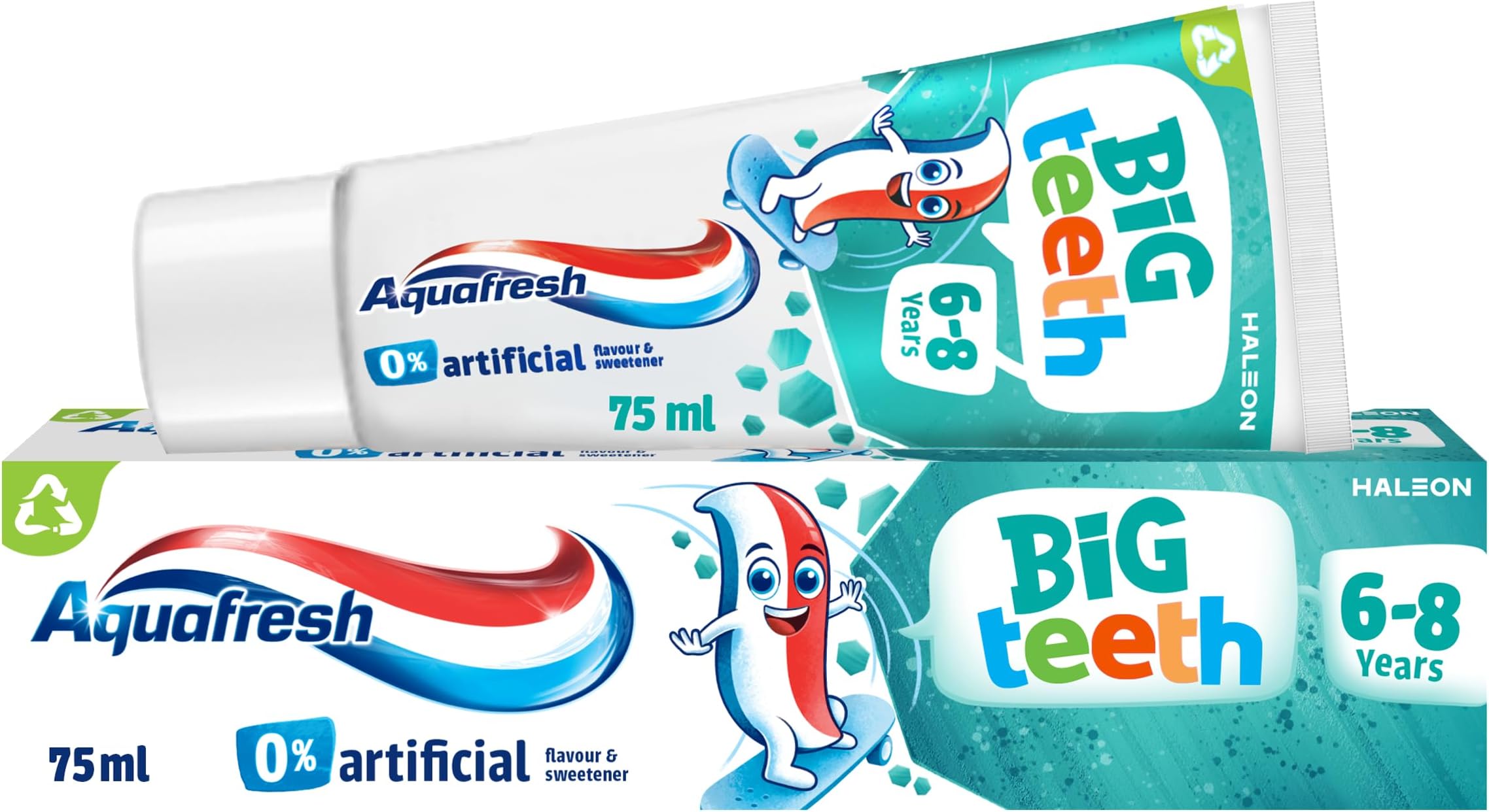 Aquafresh Big Teeth Toothpaste 6-8 years, Kids toothpaste, Lasting Protection for New Permanent Teeth, 75ml