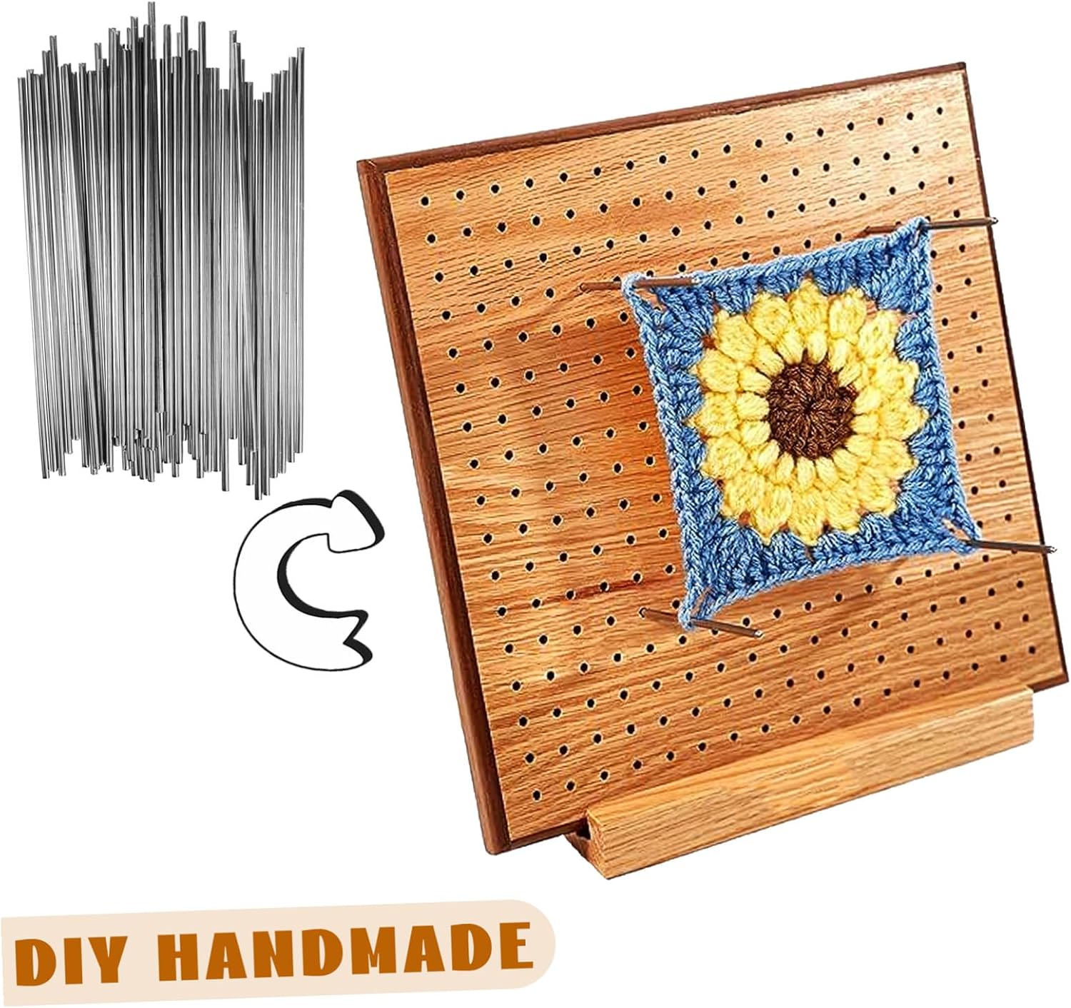 Lurrose 50pcs Sturdy Steel Blocking for Crochet and Knitting Pegs for Projects Rods for Blocking Boards and Crafting Supplies