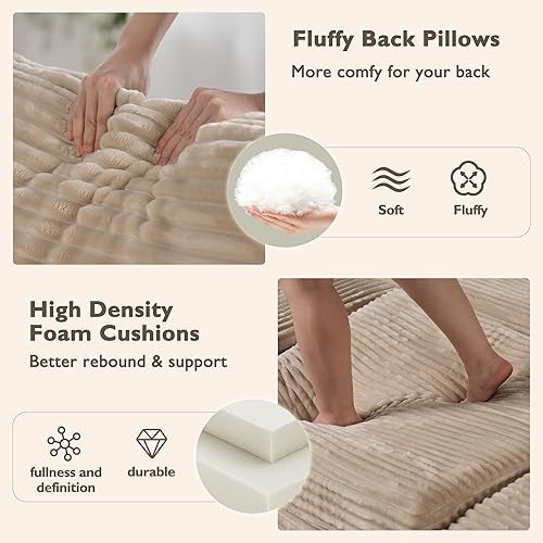 Miniatura 9 de Sofá modular modular en forma de L, cómodos sofás seccionales de gran tamaño para sala de estar, sofá cama convertible con diván para apartamento