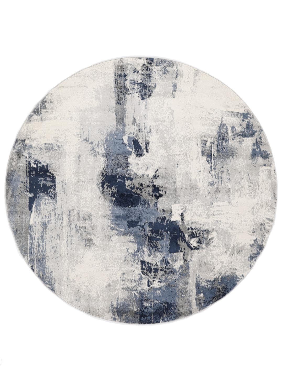 RugVista Mila Tapis, Ø 200 cm, Bleu/Gris