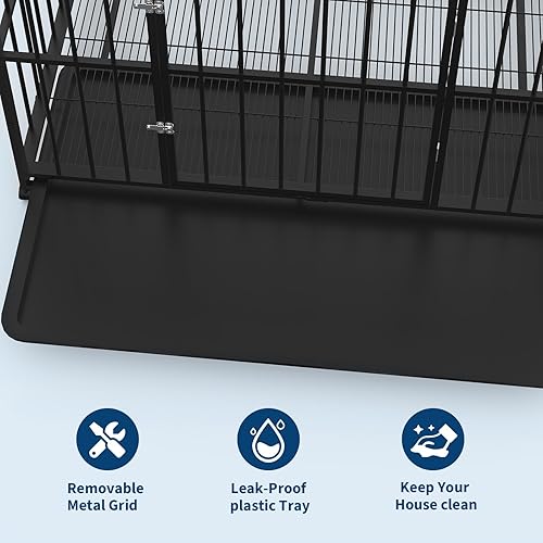 Miniatura 2 de 42 Inch Metal Dog Crate Cage Kennel,Dog Crate with Removable Crate Trays, Wheels and Double Door for Medium Small High Anxiety Dogs