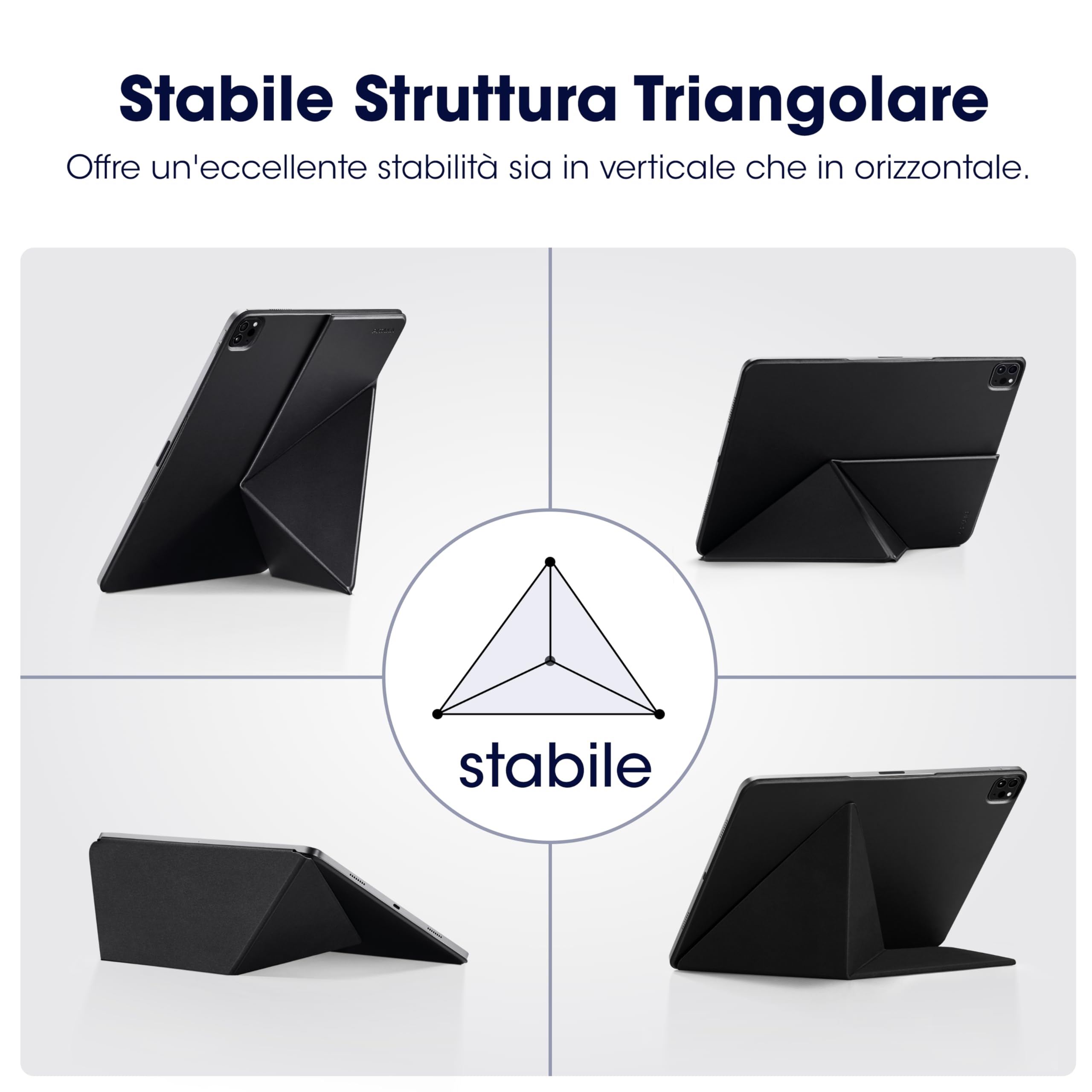 PITAKA Custodia per iPad Pro 13 2024 M4 - Cover magnetica per iPad Pro 13 7a generazione, ultra leggera con supporto per penna iPad Stand multi-angolo in pelle PU nera [MagEZ Folio 2]