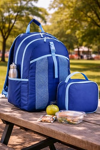 Miniatura 8 de FUEL Juego de mochila para el almuerzo, resistente al agua, suave, reutilizable, aislada, hielera, térmica, para viajes, oficina, almuerzo, azul