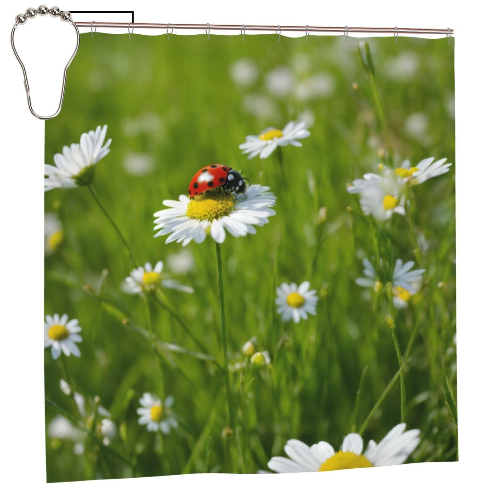 Rideau douche polyester imprimé avec oeillets inoxydables 183 cm