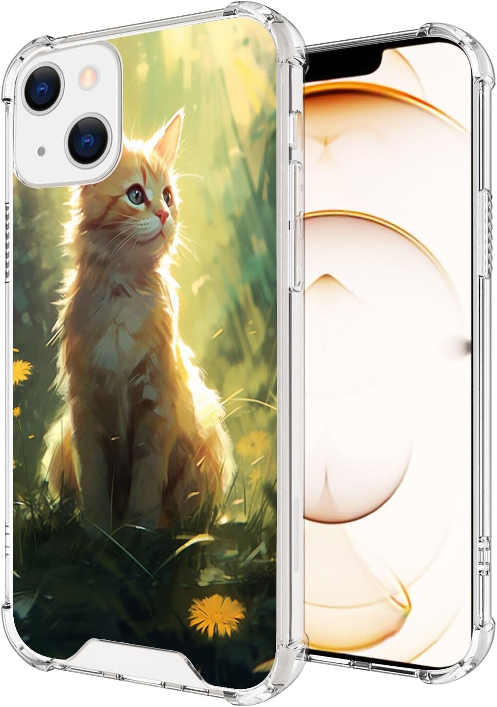DAFEI Transparent Phone Case for iPhone 13 Mini with Cat Print-aa14 Pattern Clear Four-Corner Airbag Reinforced Anti-Scratch and Shock-Proof Protective Phone Cover