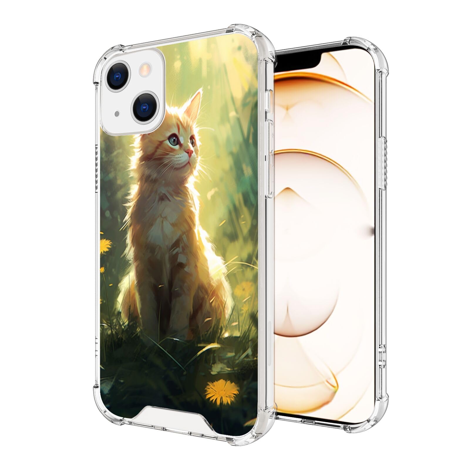 DAFEI Transparent Phone Case for iPhone 13 Mini with Cat Print-aa14 Pattern Clear Four-Corner Airbag Reinforced Anti-Scratch and Shock-Proof Protective Phone Cover
