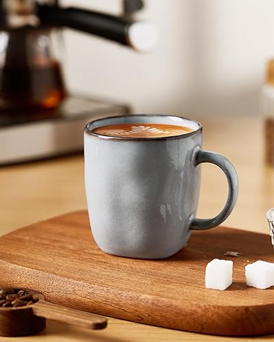 Miniatura 3 de famiware Juego de 4 tazas de café cuadradas con asa para cacao, leche, chocolate caliente, té, agua, tazas de cerámica para cocina, microondas y