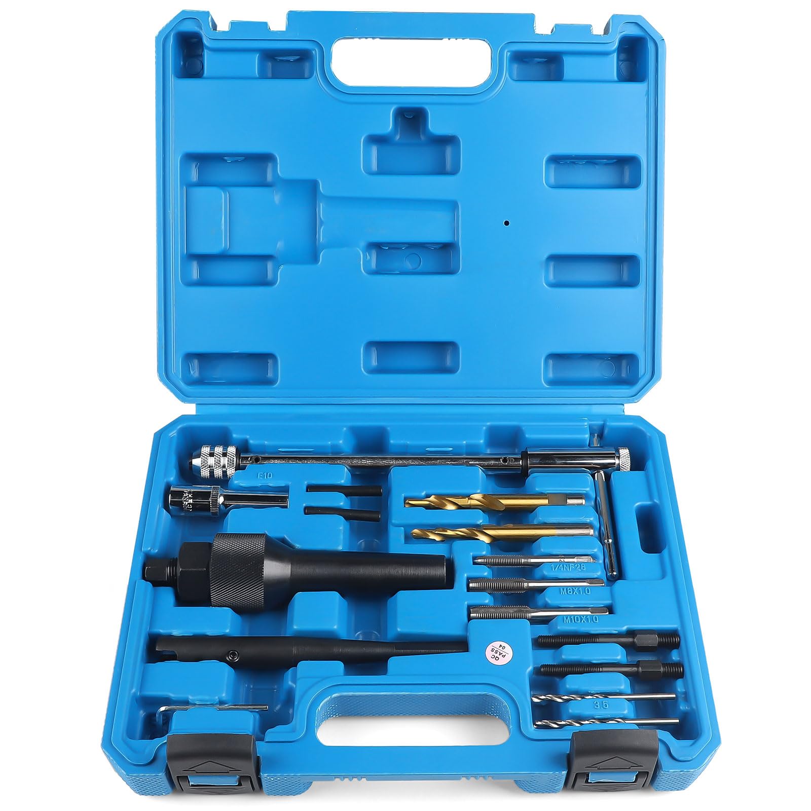 EXLECO Glühkerzen Ausbohrwerkzeug 16-teilig für M8 M10 Glühkerzen, Glühkerzen Ausbau und Gewinde Reparatur Satz Glühstift Auszieher Glühkerzenreparatur Glühkerzenlöser für Glühkerzen Wechsel Demontage