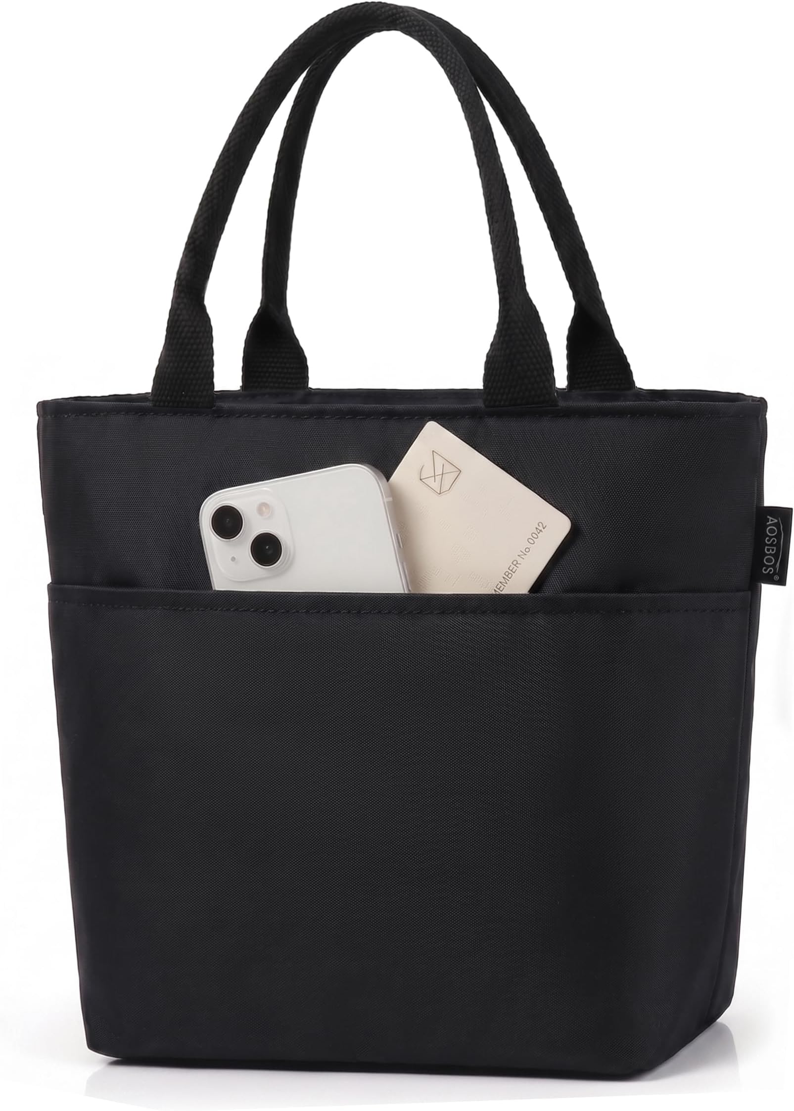 Aosbos 10L Insulated Lunch Bags for Women Adults Work, Leak-Proof Portable Soft Lunchbox Cool Bag, Thermal Cooler Tote Handbag for Ladies Office School Picnic Travel, Black