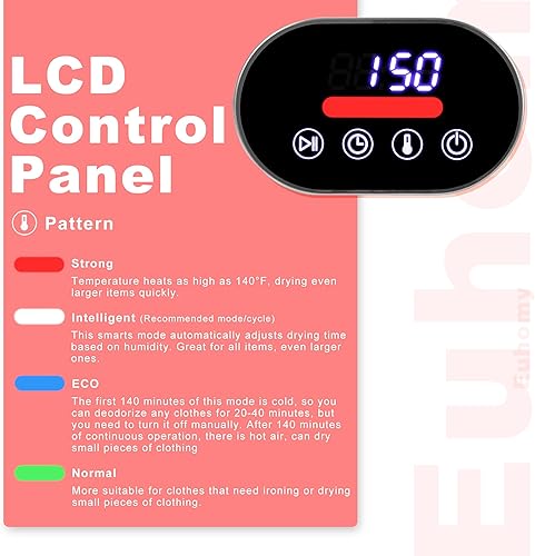 Miniatura 4 de Euhomy Secadora portátil, 1400 W, 2.65 pies cúbicos, secadora de ropa con manguera de escape, secadora compacta con tambor de acero inoxidable,