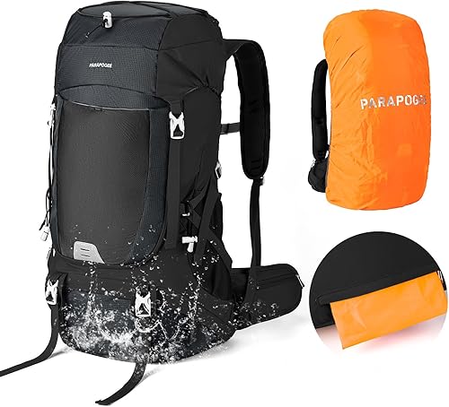 Miniatura 5 de Mochila de senderismo de 50 litros, mochila de viaje ligera con cubierta impermeable para la lluvia para escalada al aire libre, camping, viajes,