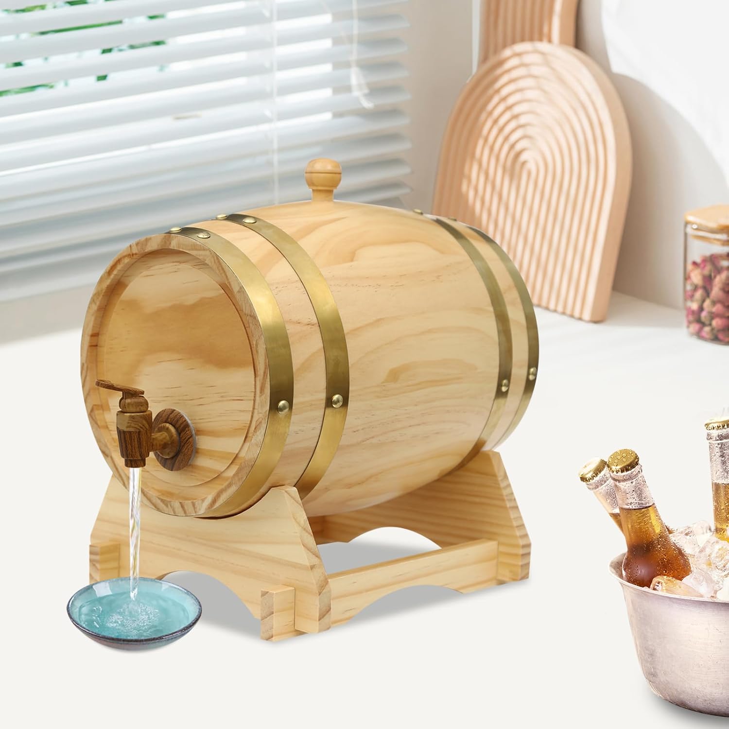 5L Wine Barrel - With Stand & Faucet | For Storing Whiskey & Wine | Ideal For Hotel Bars, Kitchens & Home Use