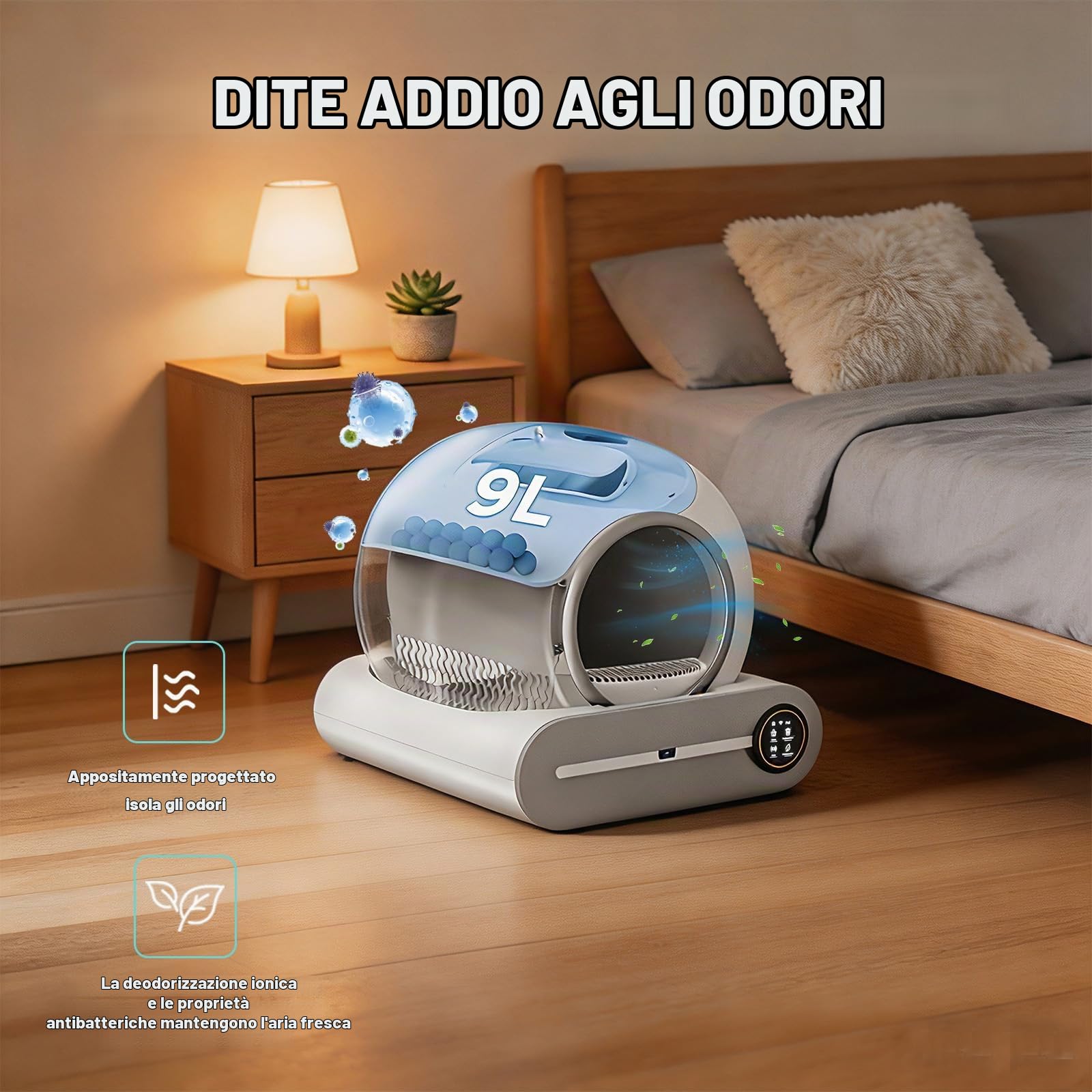 Lettiera per Gatti Autopulente 65 L con 6 Sacchi Lettier 2 Filtri | Anti Trappola, Isolamento Odori, Controllo App, Progettazione Sicura, 1 Tappetino
