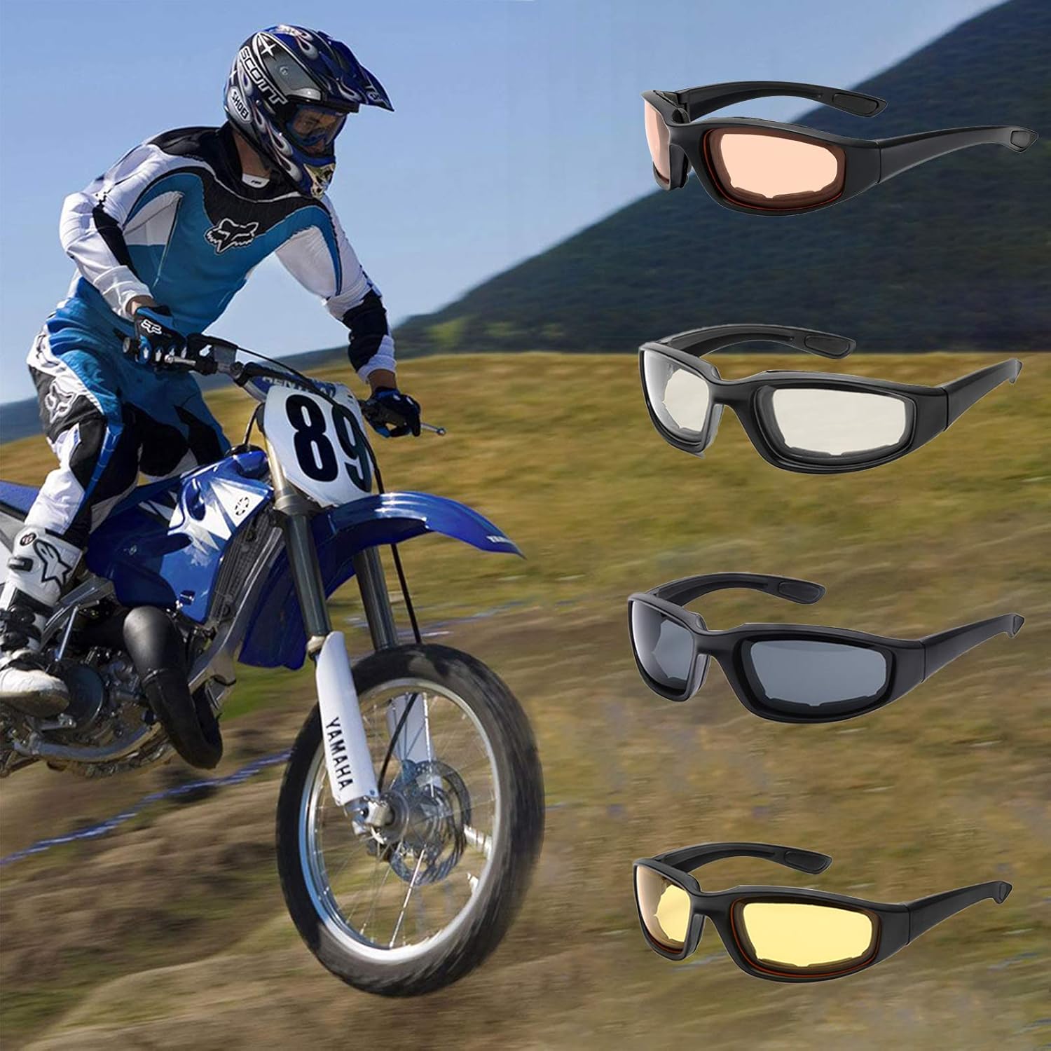 4PCS Outdoor Motorcycle Riding Glasses Bicycle Dominican