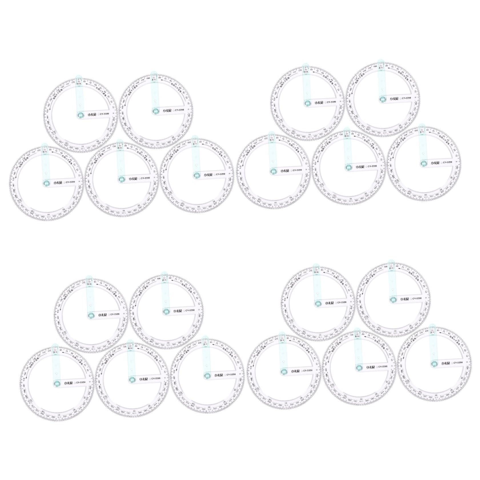 NUOBESTY 20 Stk Rundes Lineal Professioneller Winkelmesser Geometrie-winkelmesser Winkelmesser Messwerkzeug Mathe Geometrie Winkelmesser Office-winkelmesser Messlineal Transparent Plastik