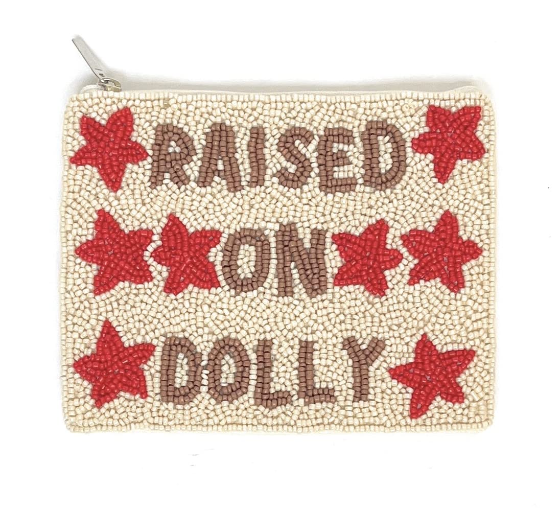 TWINE AND LOVE Raised Dolly Coin Purse, Beaded Coin Pouch, Star Pattern, Red, Women's Unisex Coin Purse, Zipper Closure, Adults Female Gift