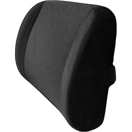 Memory Foam Lumbar Support Pillow Back Cushion Designed for Lower Back Pain Relief by - Provides Maximum Back Support for Car, Home/Computer/Office Chair, Recliner - Adjustable Strap