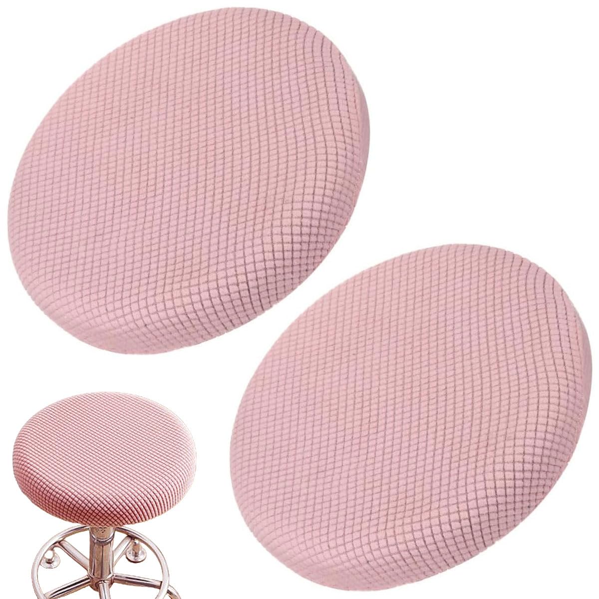 2 Housses Tabouret Rond Extensibles - Velours Doux - Lavables - 30 à 40cm De Diamètre